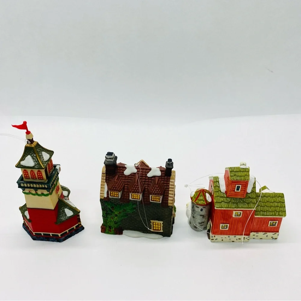 Department 56 Christmas Village Lot of 3 Ornament Dedlock Arms Santa Tower Barn